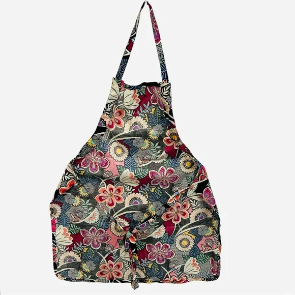 Vera Bradley Lanai Floral Kitchen Apron 100% cotton colorful bbq cooking - Picture 9 of 11